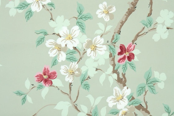 S Vintage Wallpaper Floral With Pink And White