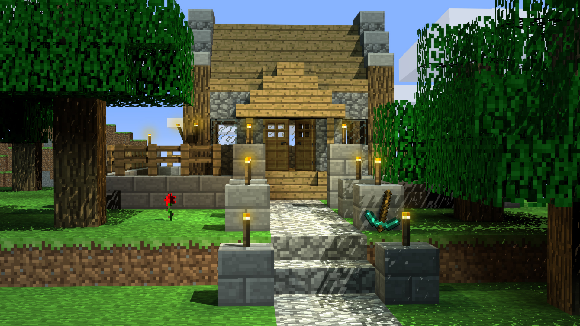 Minecraft Cozy Cottage Wallpaper Of