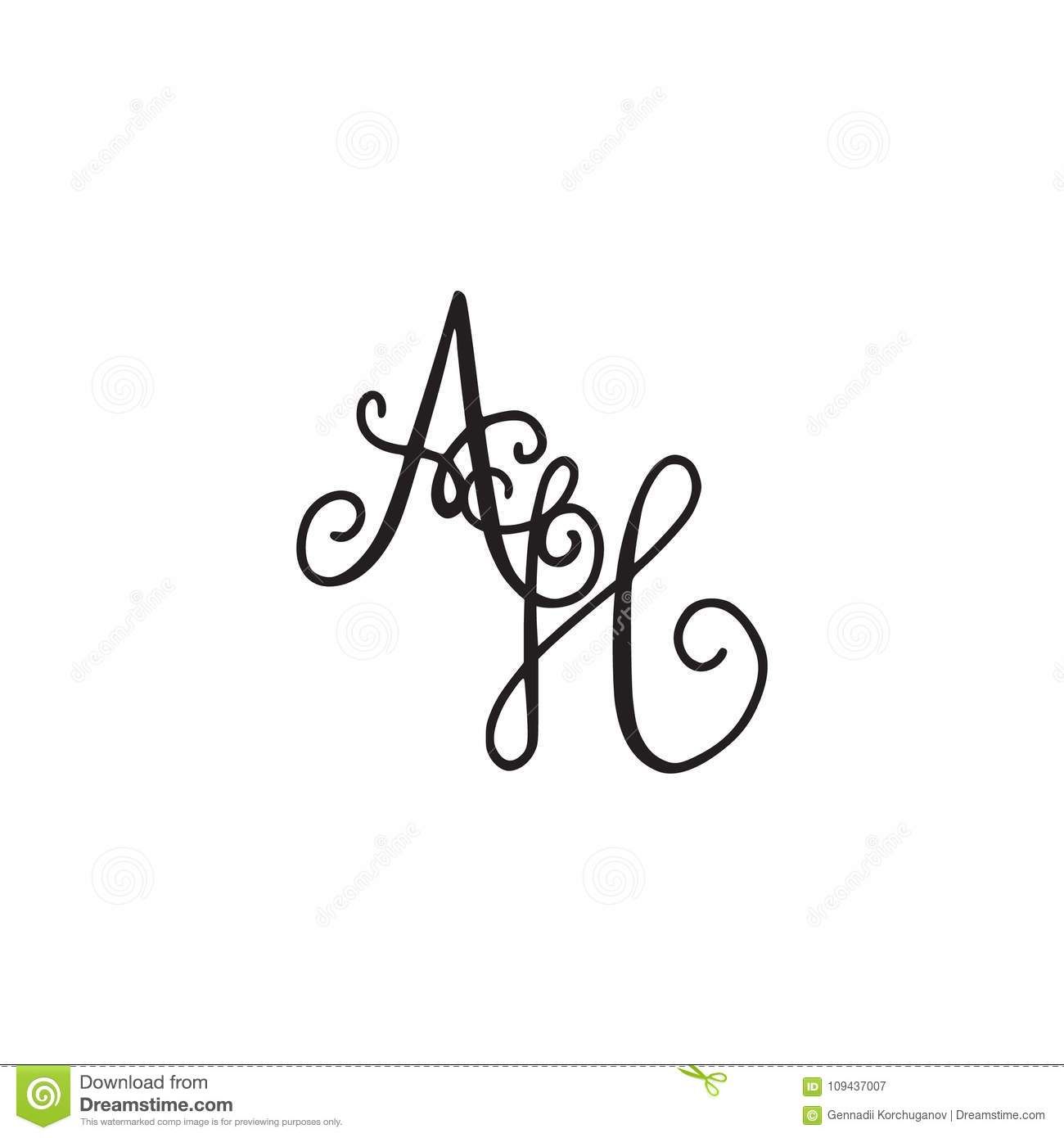 Handwritten Monogram Ah Icon Stock Vector Illustration Of Emblem