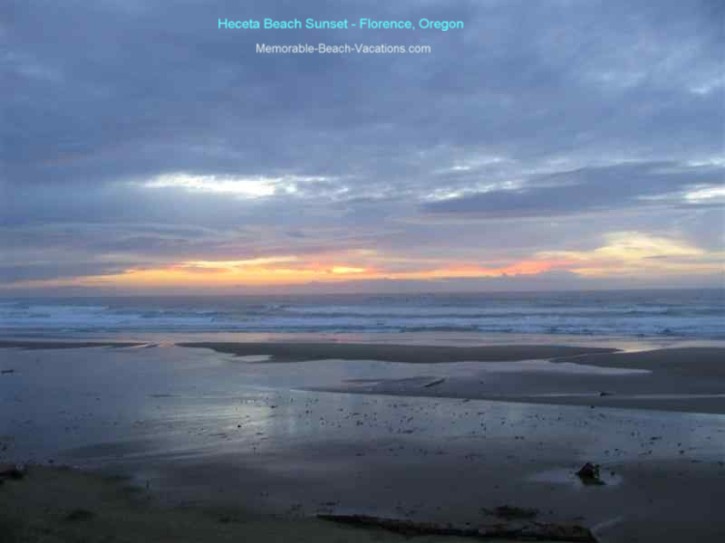 Oregon Coast Ocean Sunset Picture At Heceta Beach Florence