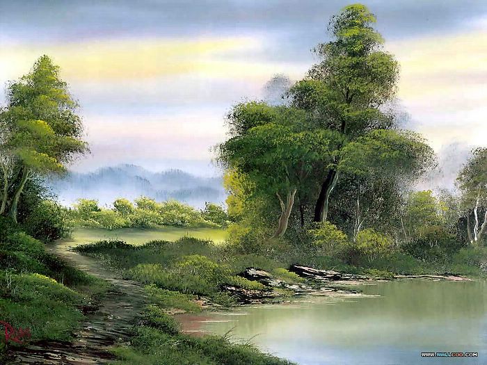 Paintings By Bob Ross Oil Secluded Lake