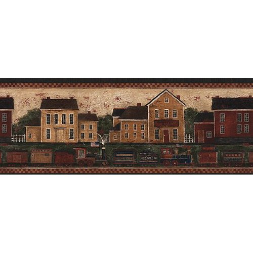 Country Train Wallpaper Border in Border Resource Home 500x500