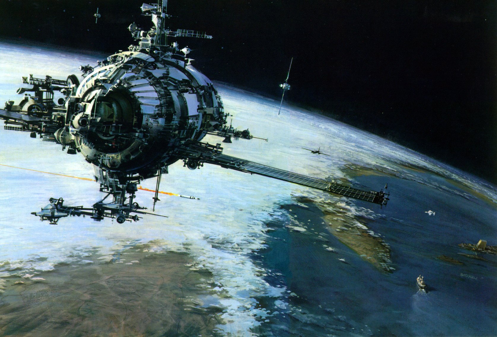 Retro Spaceship Desktop Wallpaper Screensaver Background Pla Earth