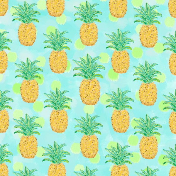 Pineapples and Polka Dots pattern Art Print by Lisa Argyropoulos