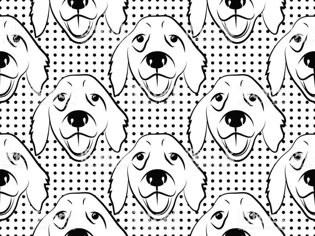 Seamless Pattern With Dogs Labrador Retriever Vector Background