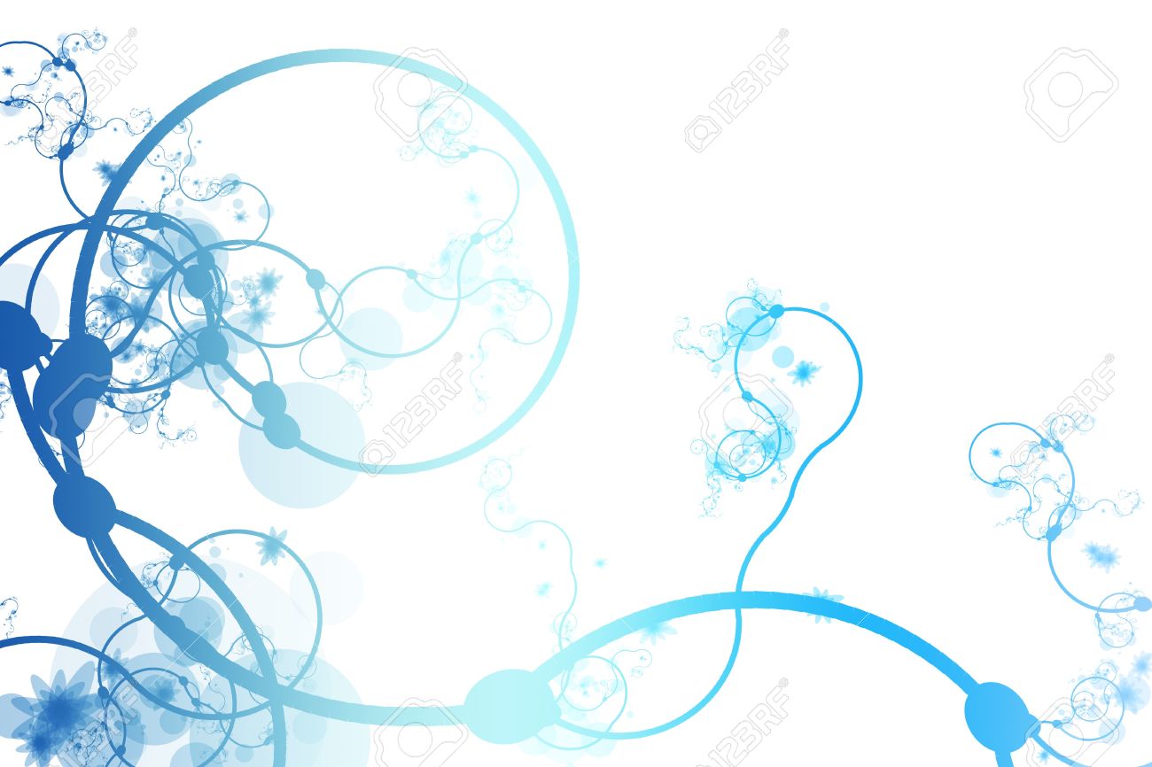Blue Abstract Curving Line Vines In White Background Stock Photo