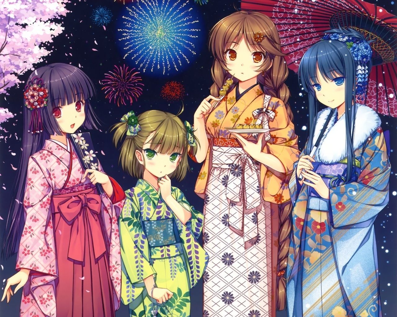 Anime Girl In Yukata Girls Kimono