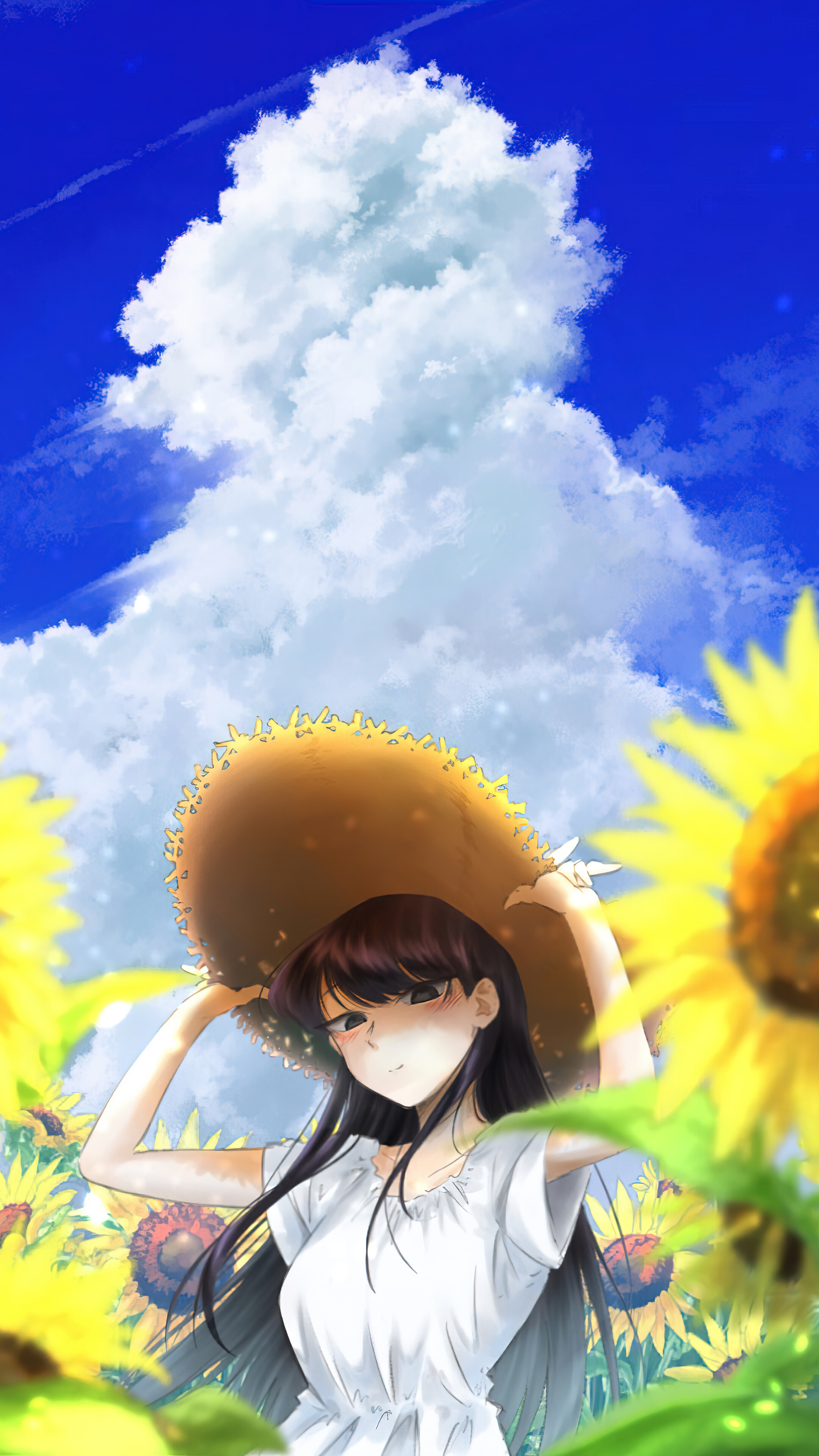Komi san Sunflower 4K Phone iPhone Wallpaper 2871c
