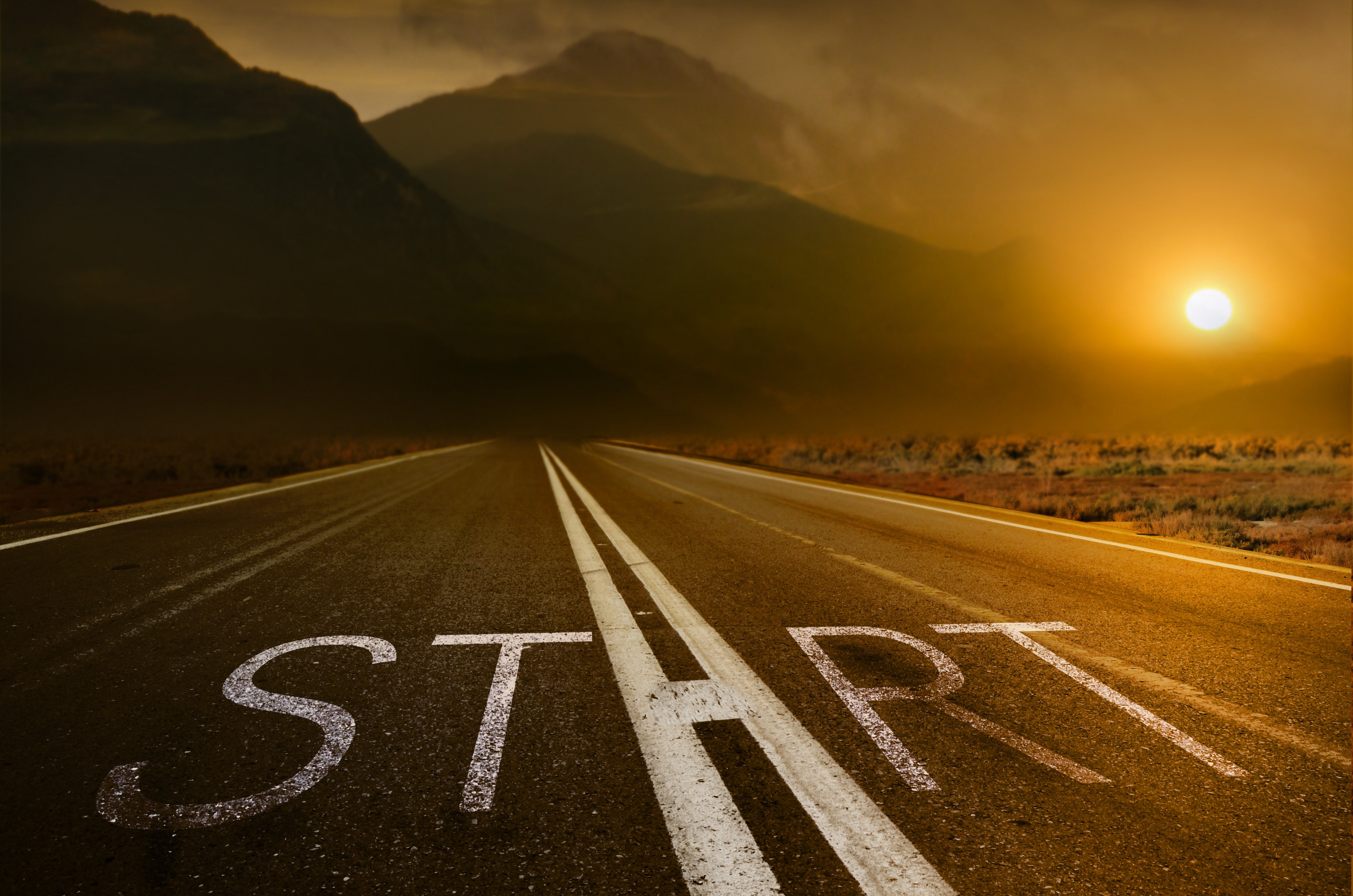 Road Start Counting Mountains Sun Landscape Wallpaper