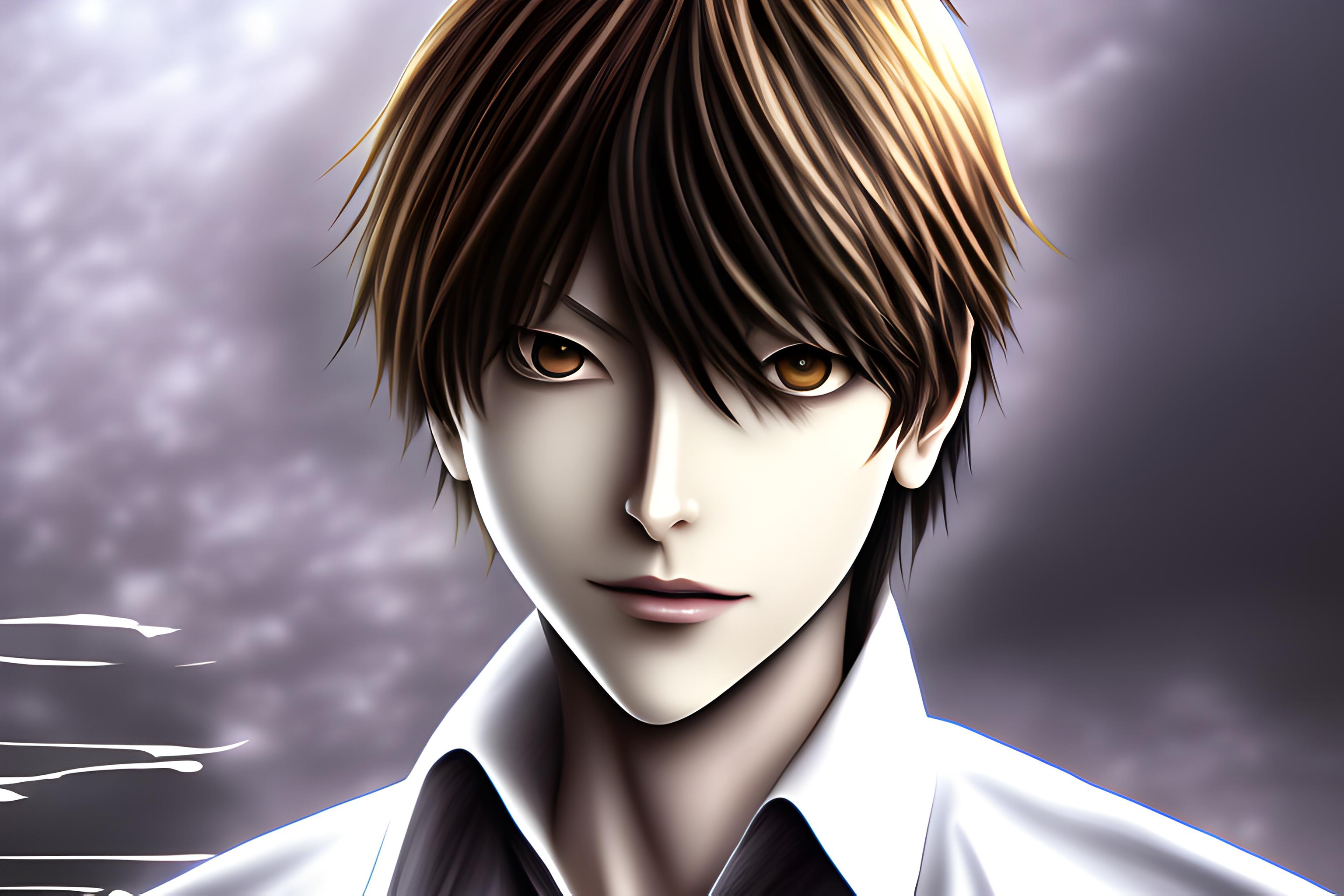One Side Of The Wallpaper Is Yagami Light From Death Note With