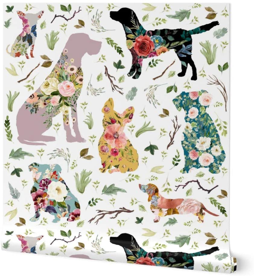 Spoonflower Peel  Stick Wallpaper 3ft x 2ft  Patchwork Dogs Blue Yellow  Floral Animals Baby Girls Silhouette Custom Removable Wallpaper  Amazoncom