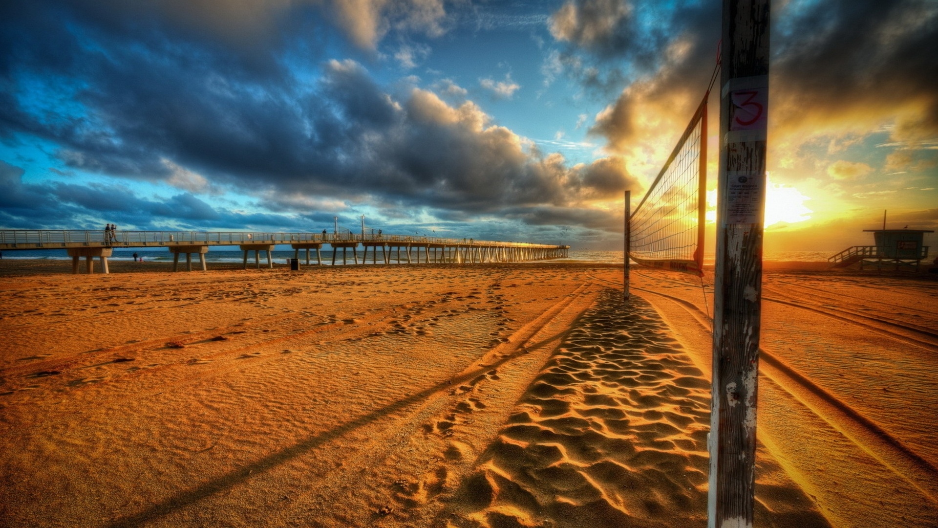 Hermosa Beach Volleyball Colors Sky Clouds Desktop