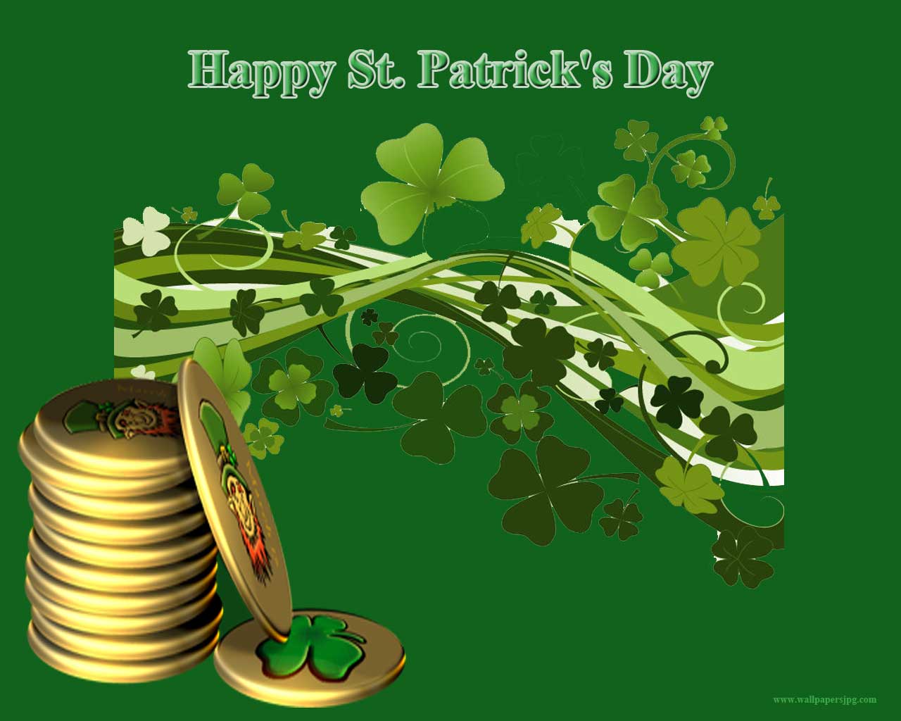 Happy St Patrick S Day Gold Coin Greeting Card Wallpaper