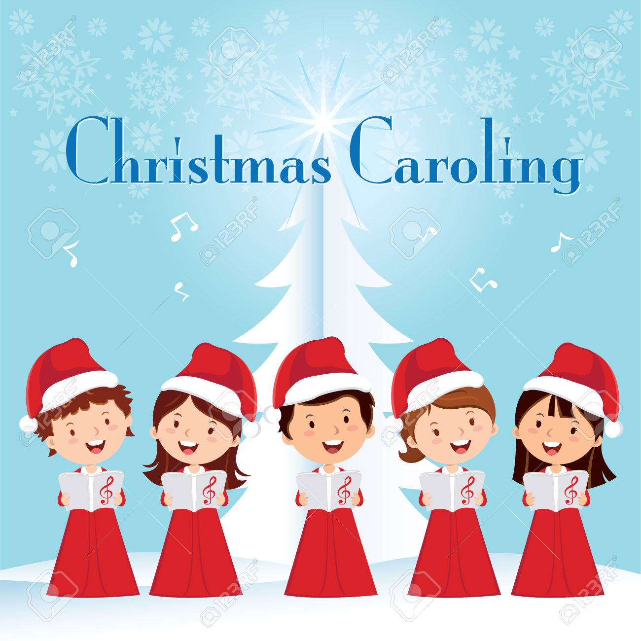 Children Christmas Caroling Choir Singing Royalty