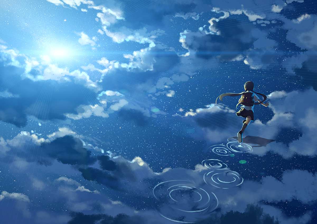Blue Anime Scenery Wallpaper 4k Phone
