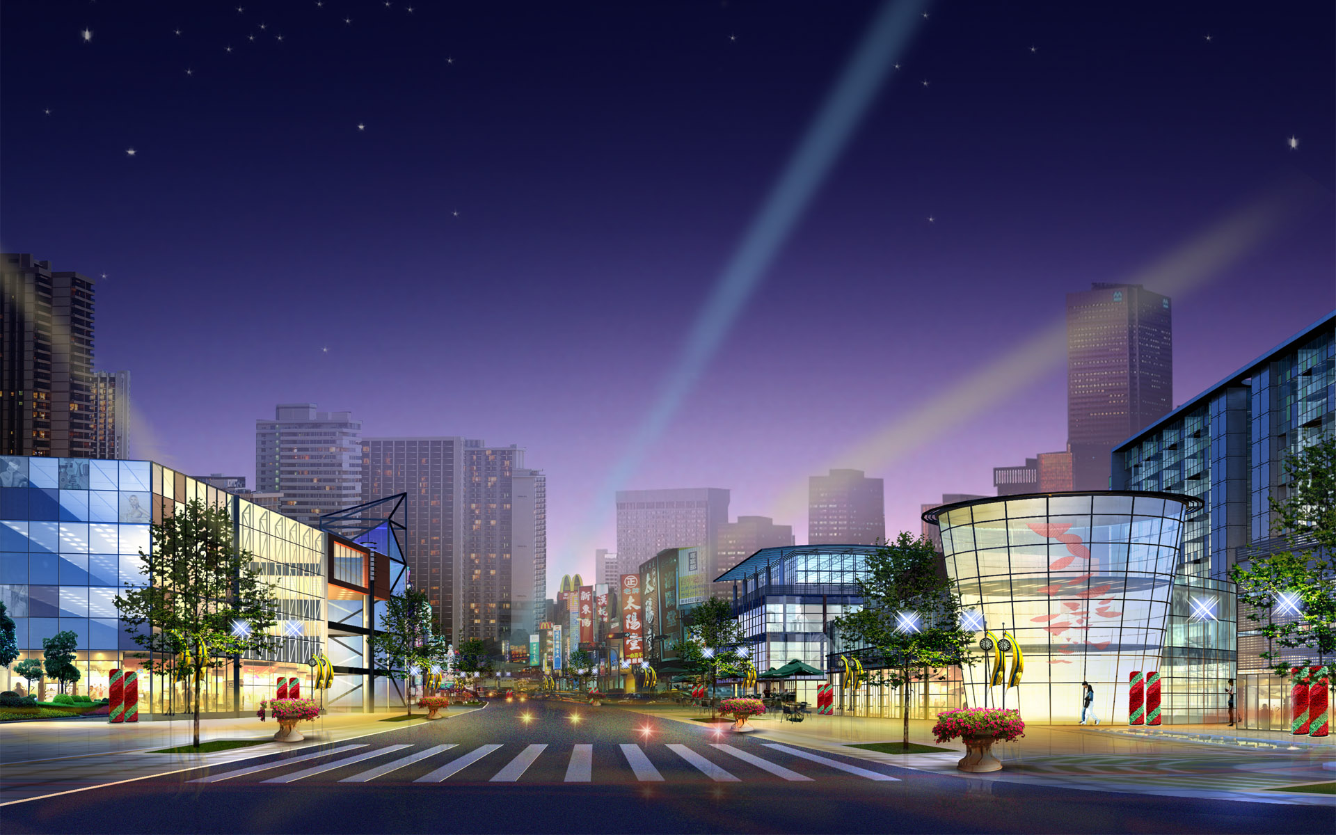 Animated City Background Desktop Image