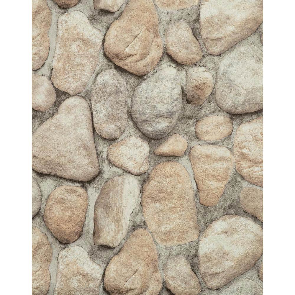 Modern Rustic River Rock Wallpaper Slate Gray Desert Brown
