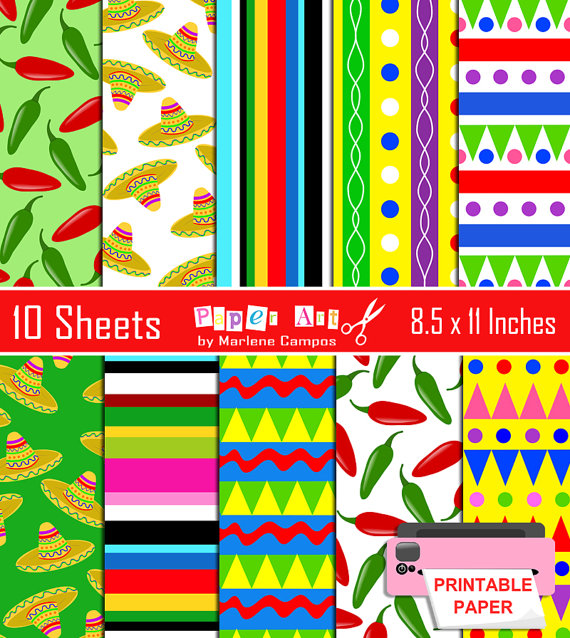 INSTANT DOWNLOAD   Printable Mexican Backgrounds Mexican Fiesta