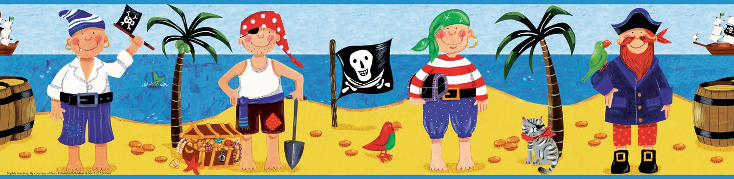 Pirate Treasure Kids Wallpaper Border for Boys