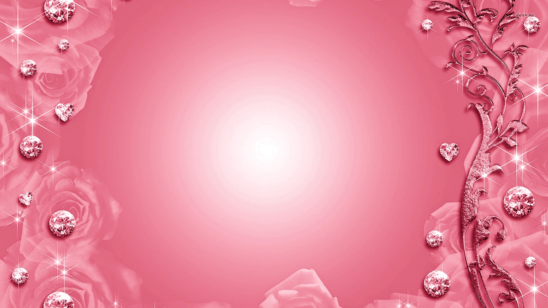 Pink Diamonds Hearts HD Desktop Background Wallpaper Image