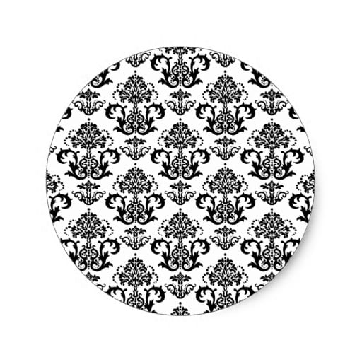 Classic Black White Damask Wallpaper Print Classic Round Sticker