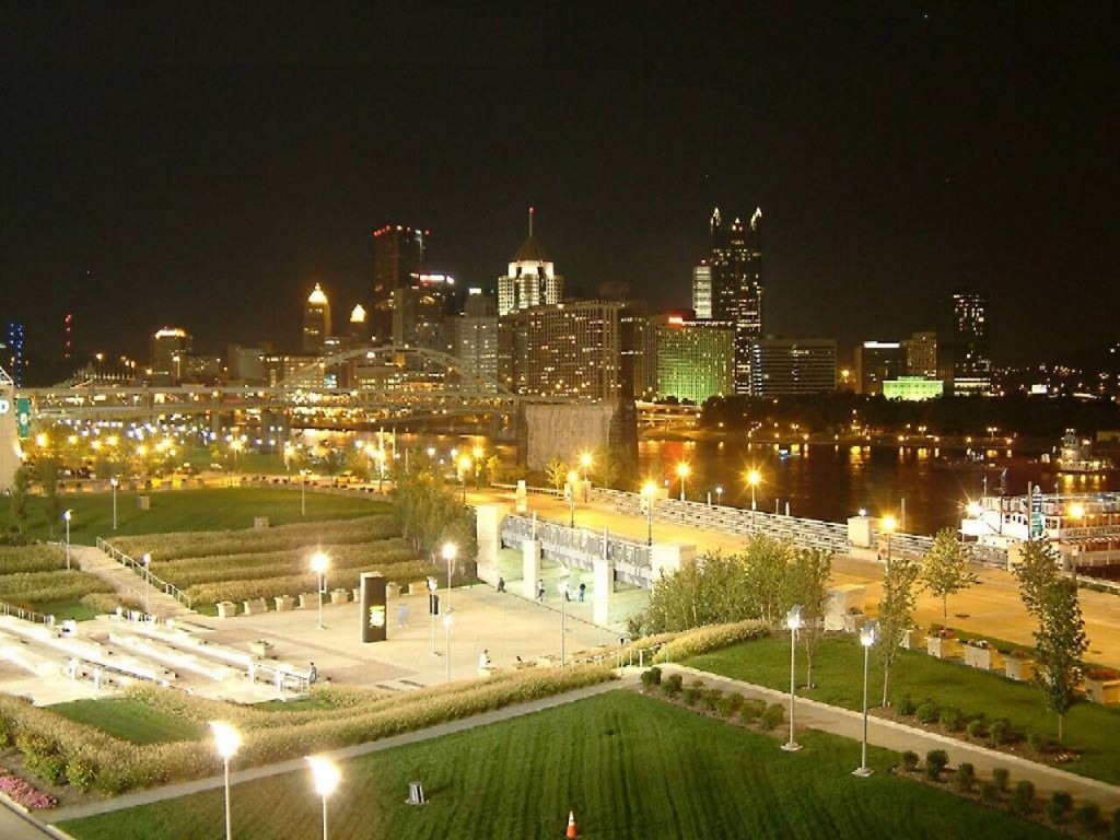 Usa City Pittsburgh Pennsylvania At Night Jpg