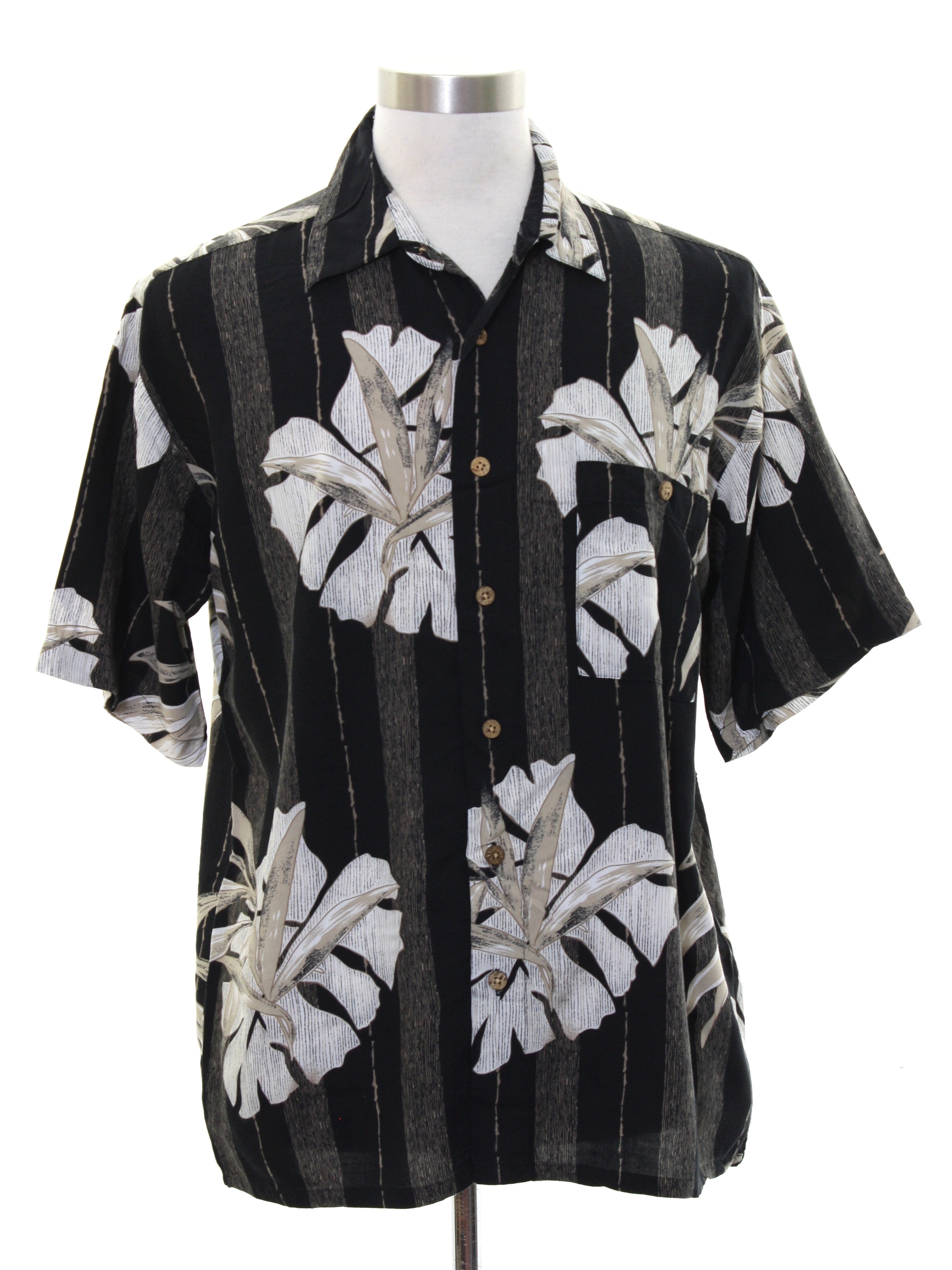 Vintage Puritan S Hawaiian Shirt Late 80s Mens Black