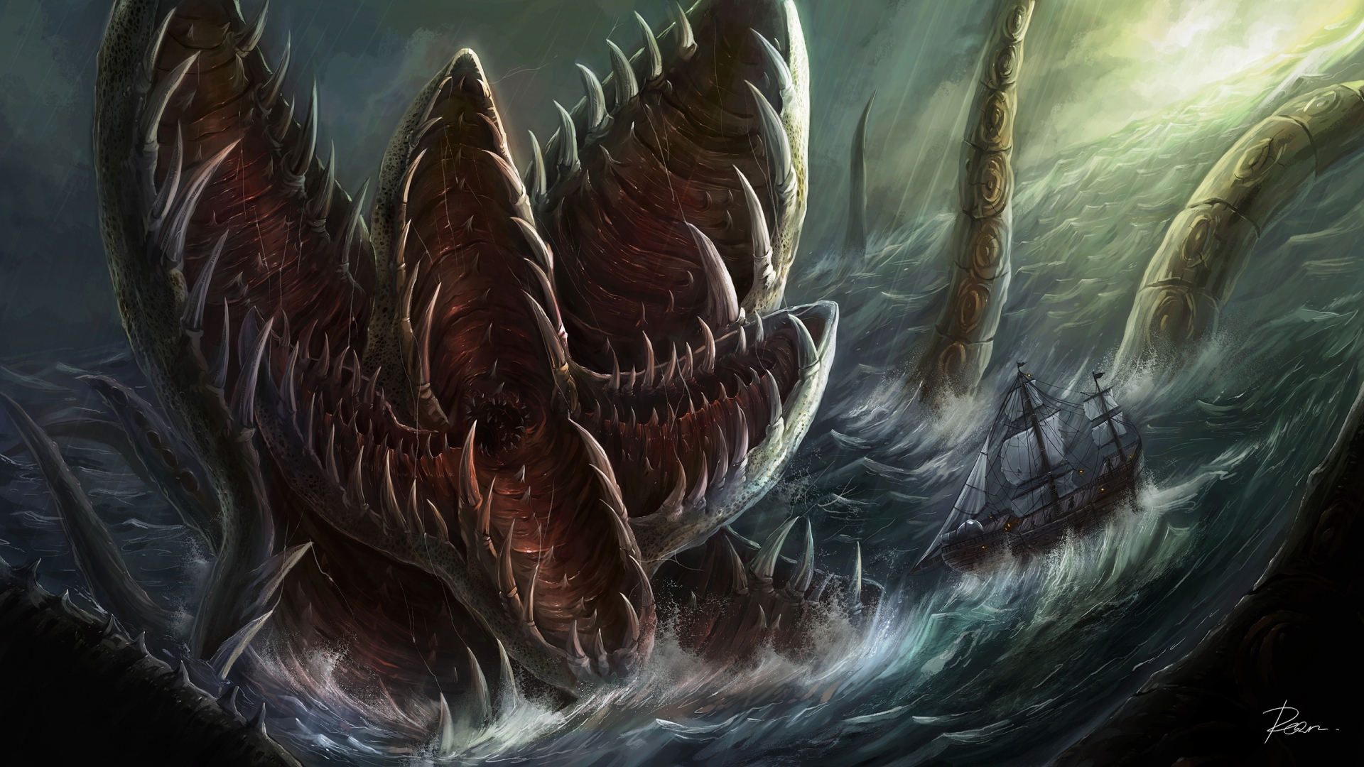 Dark Paintings Art Sea Ocean Nature Evil Horror Creepy Spooky Monster