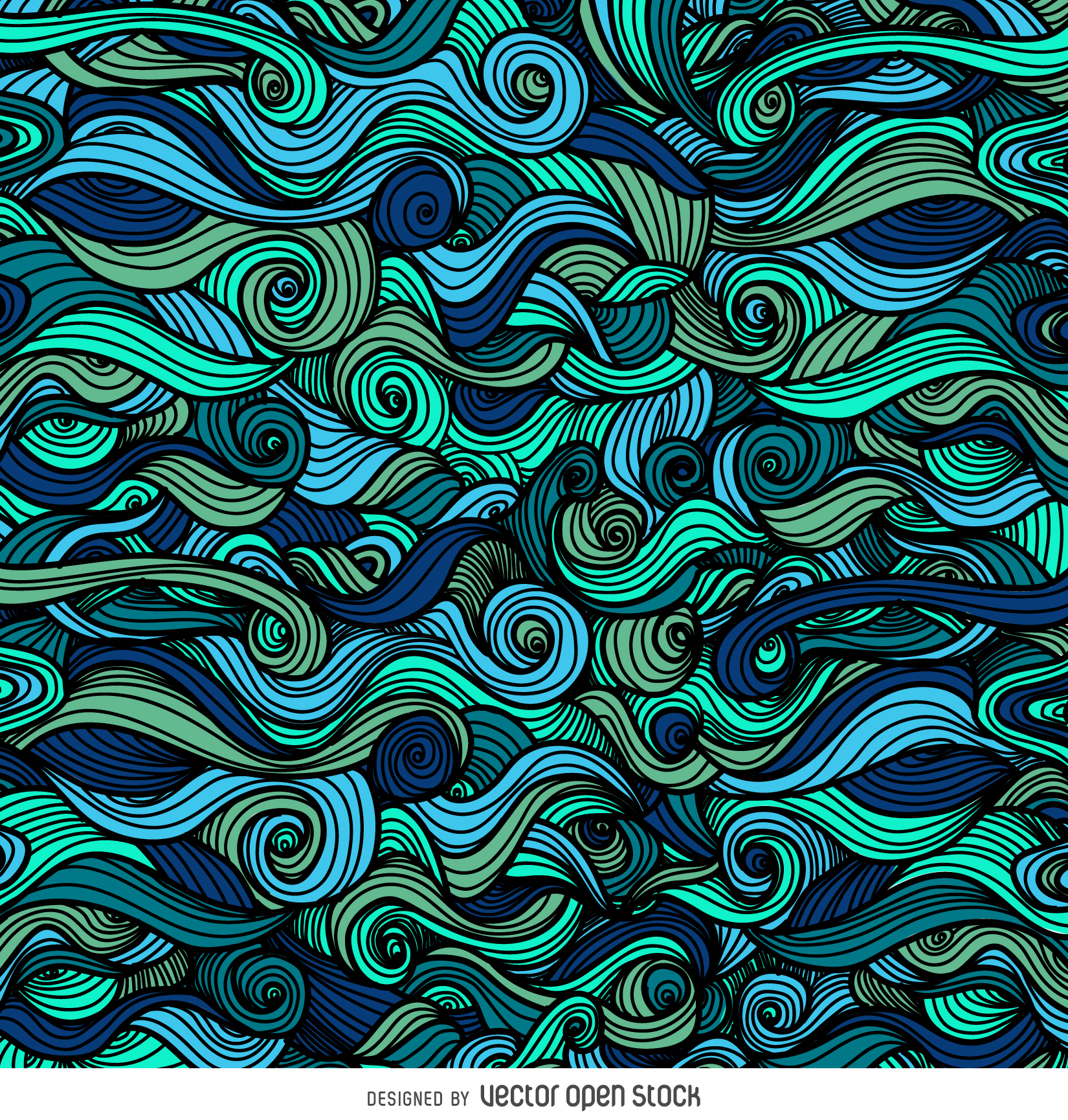 Blue Curly Swirls Background Vector