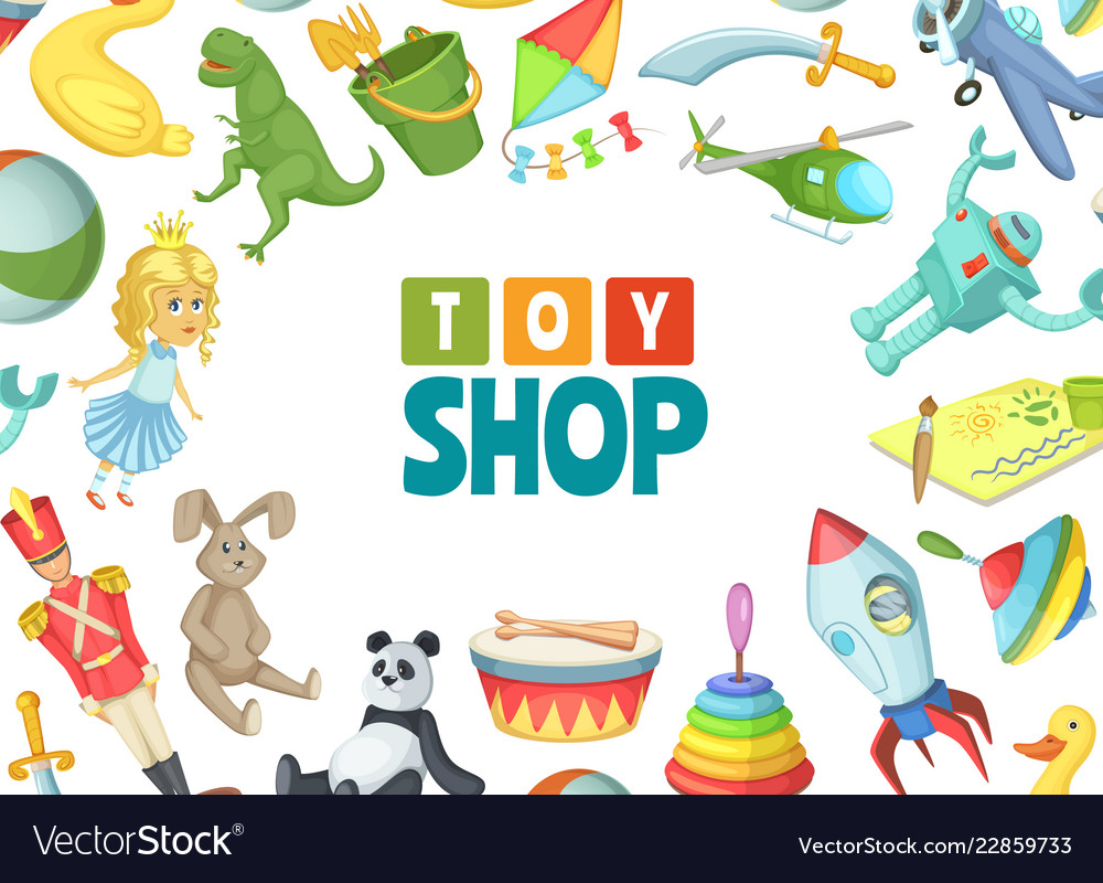 Free download Cartoon children toys background with place Vector Image