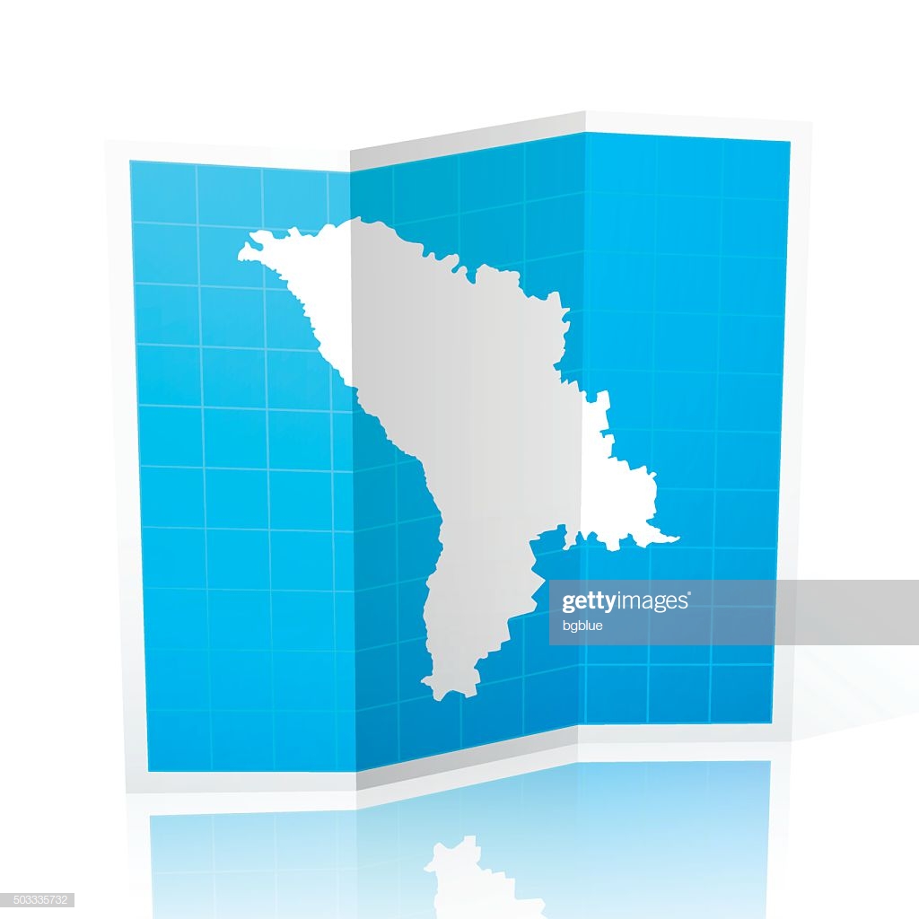 Moldova Map Folded Isolated On White Background Stock Illustration