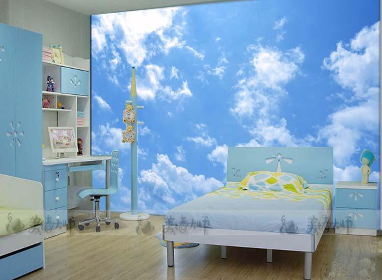 Sky And White Clouds Suspended Ceiling Wallpaper Living Room
