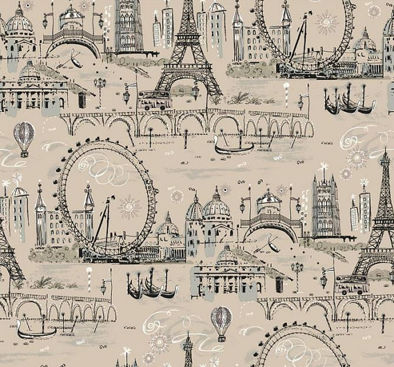 Paris Holiday Pen and Ink Multi Colored by WallpaperYourWorld