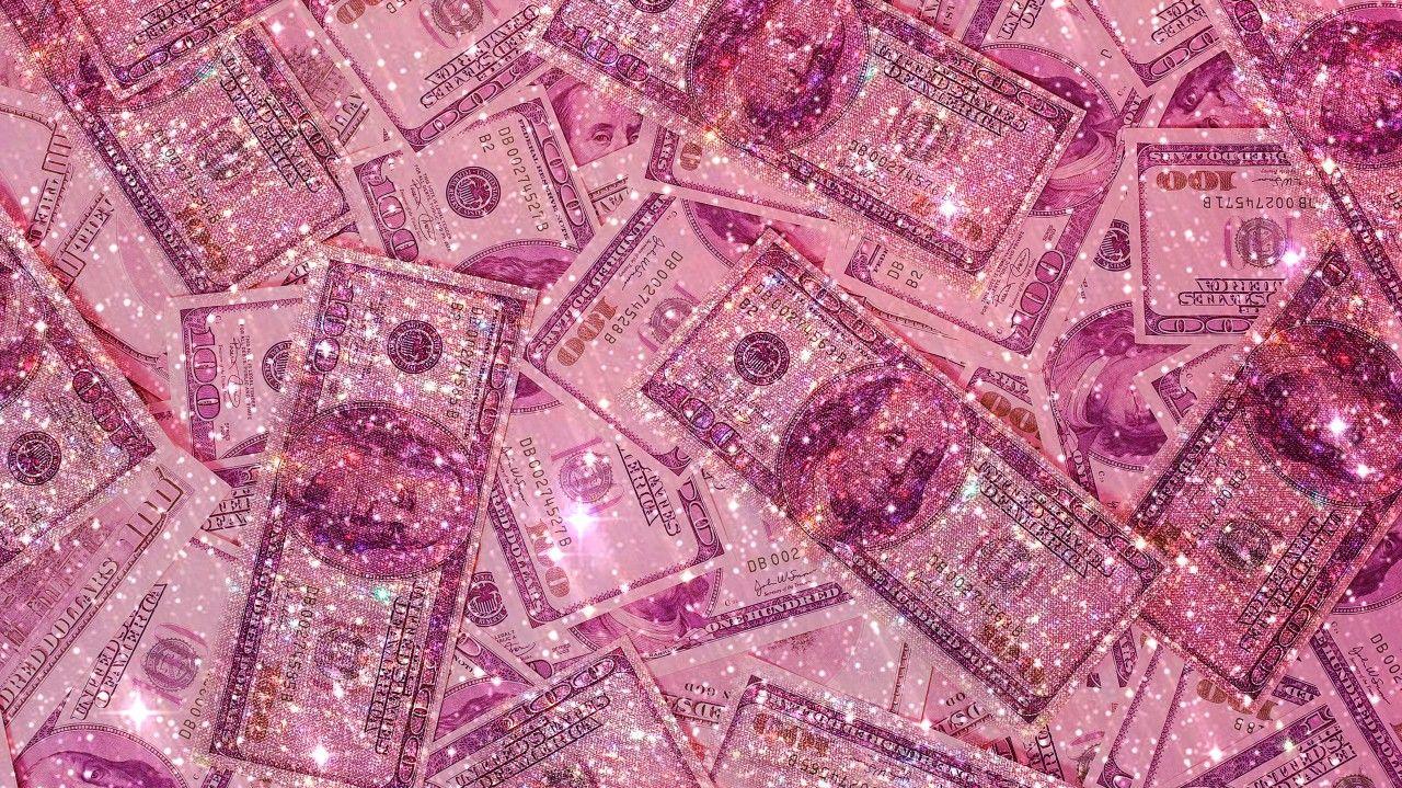 Money Bling Pink Glitter Cute Aesthetics