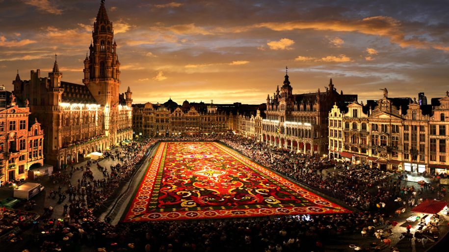 Grand Palace In City Brussels Desktop HD Wallpaper