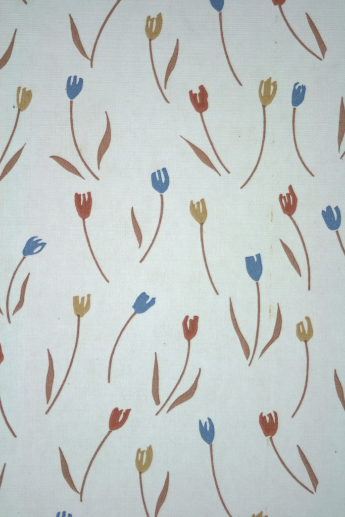 Vintage 50s Wallpaper With Tulip Design Fifties