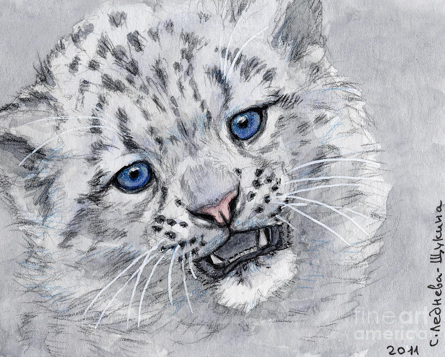 Snow Leopard Cub Painting