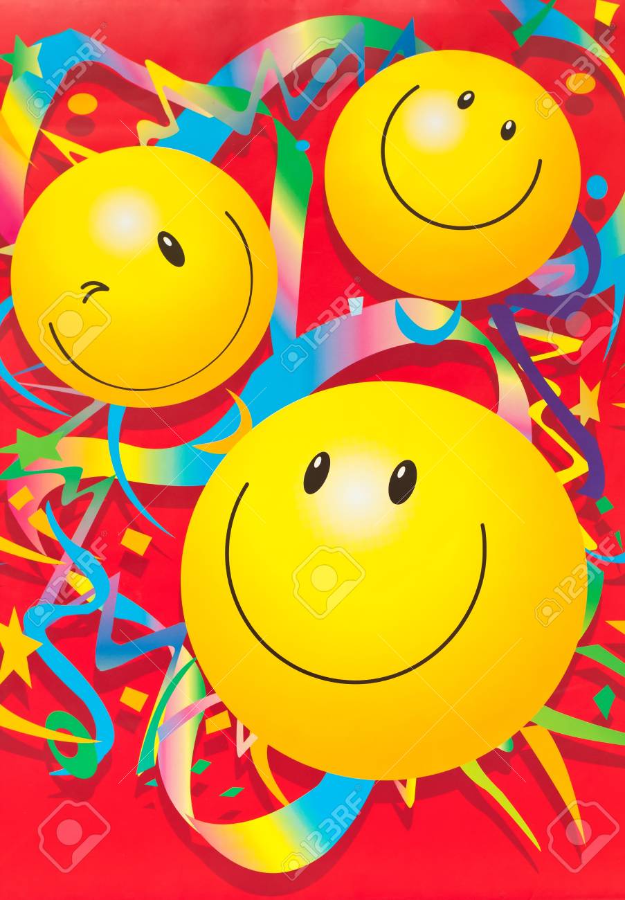 Decoration Wallpaper With Smiley Face Stock Photo Picture And