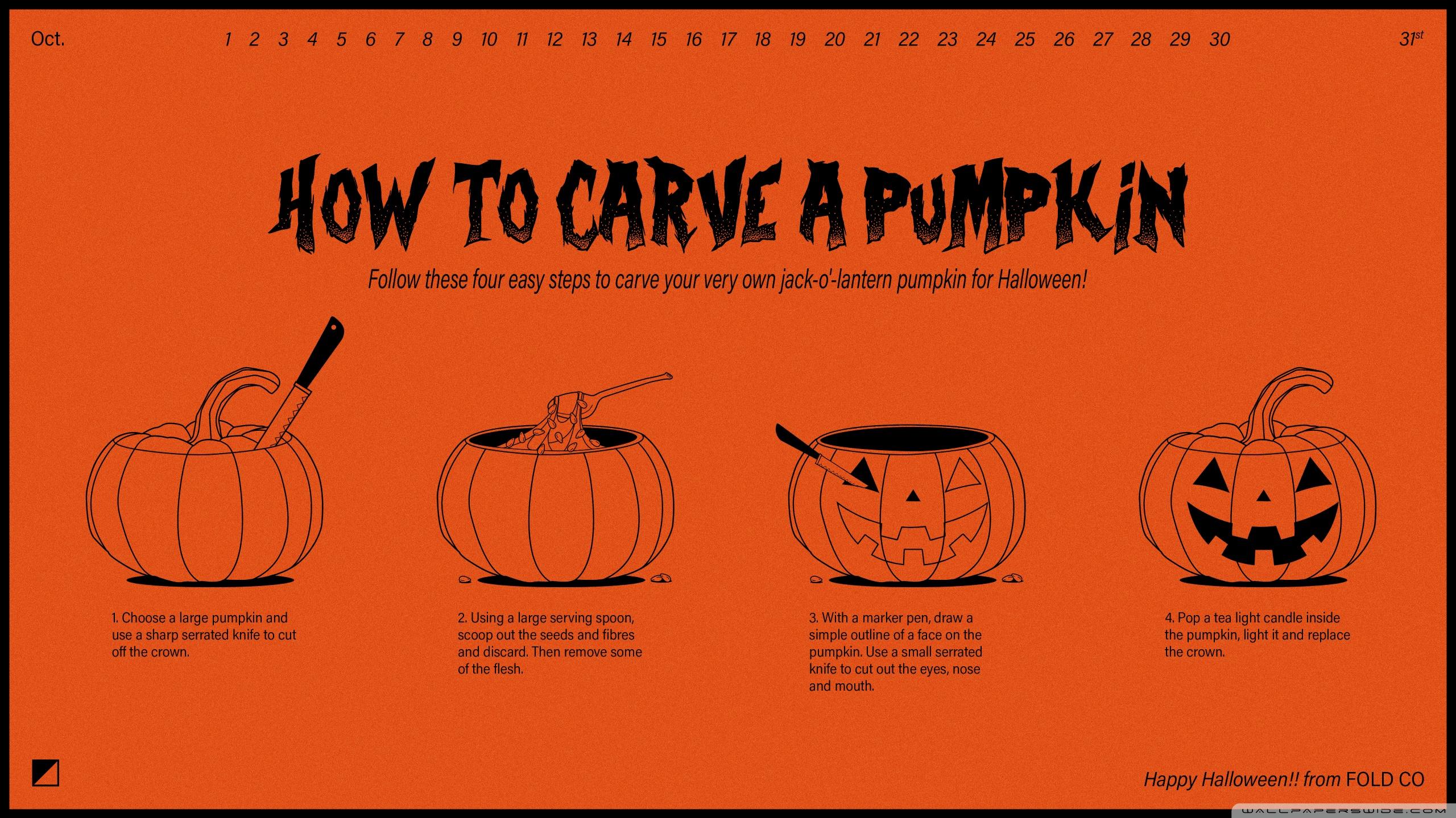 Happy Halloween How To Carve A Pumpkin Ultra HD Desktop