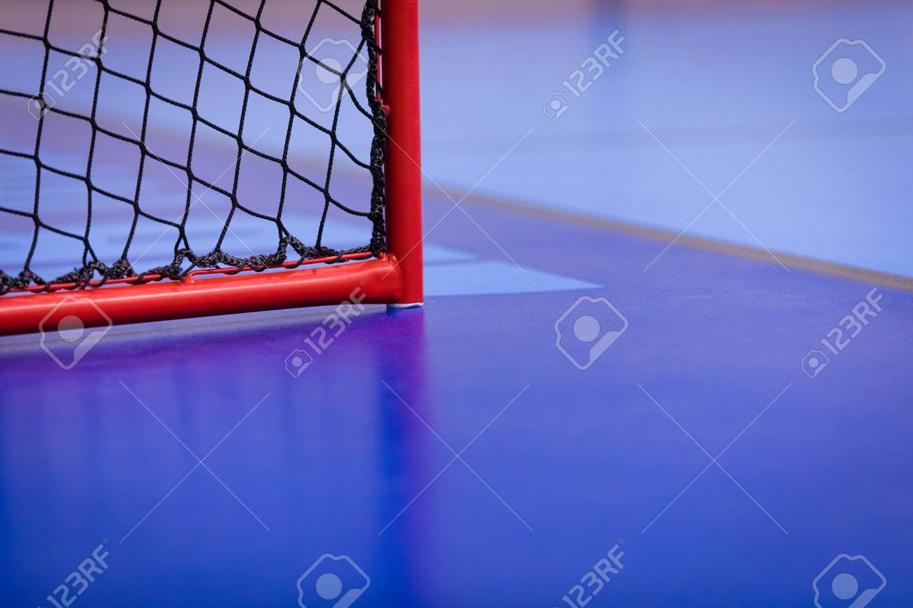 Closeup On Futsal Goal And With Field In The Background