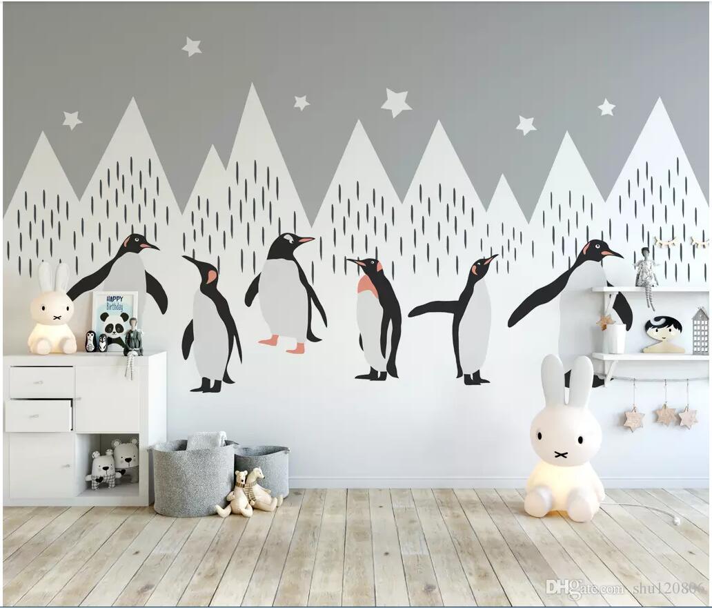 3d Wallpaper Custom Photo Mural Snow Mountain Penguin Flat