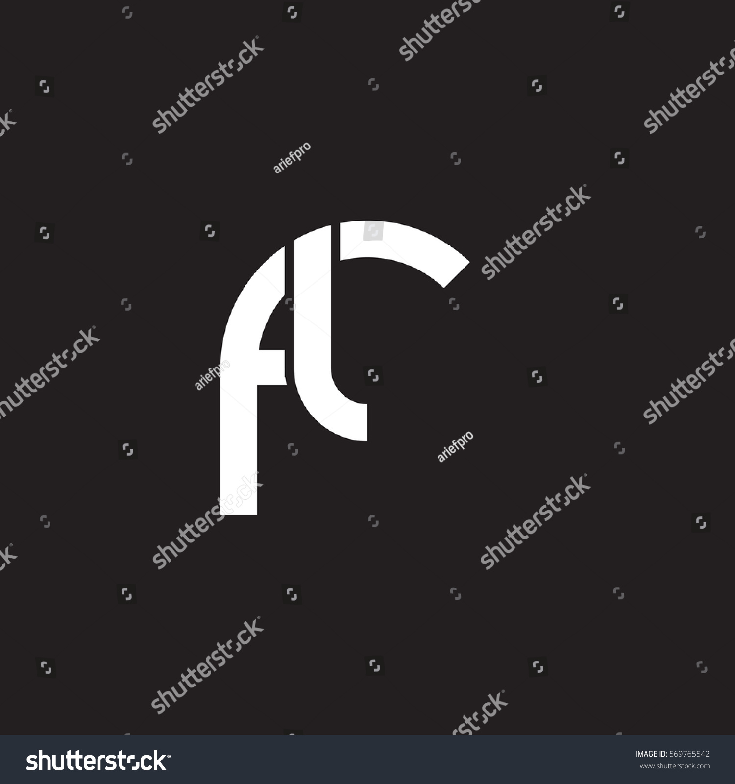 Initial Letter Logo Fl Rounded Lowercase Stock Vector Royalty