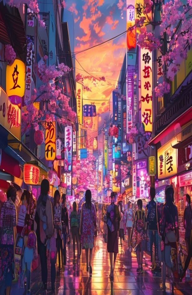 Japanese Anime Street 1080p Wallpaper