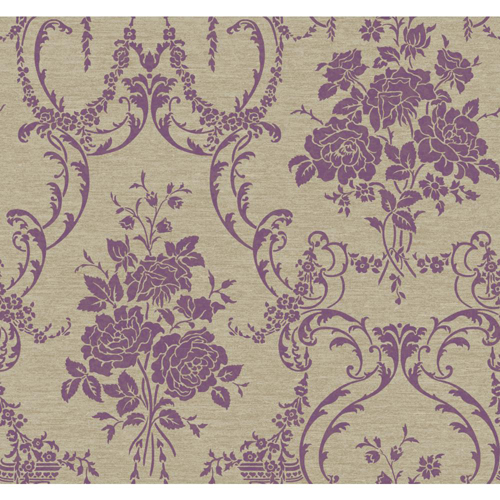 Beige And Silver Speckled Plum Neoclassical Rose Damask Wallpaper