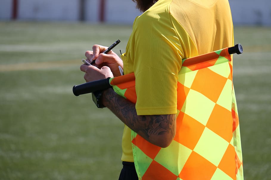 HD Wallpaper Yellow Card Lineman Referee Lack Football