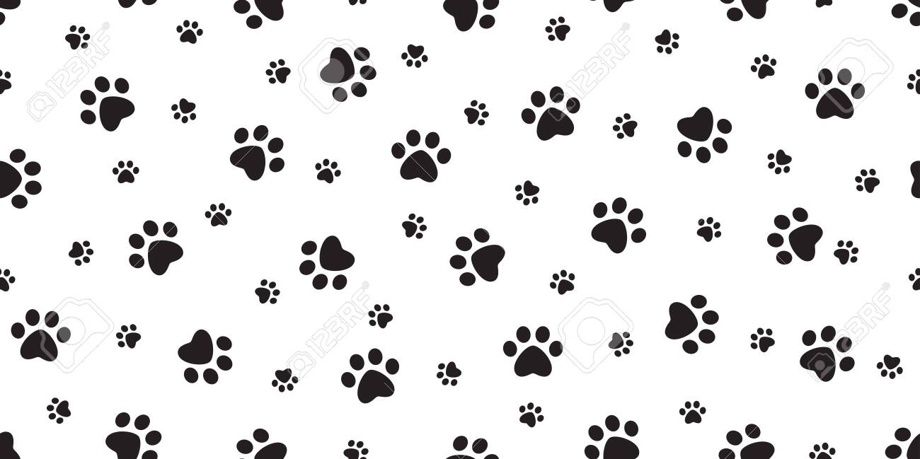 Dog Paw Seamless Pattern Footprint Vector Cat Pet Scarf Isolated