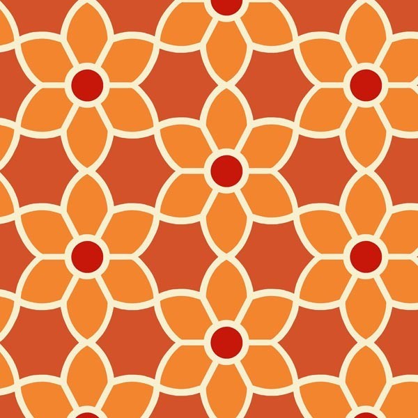 Orange Geometric Floral Wallpaper Bolt Contemporary
