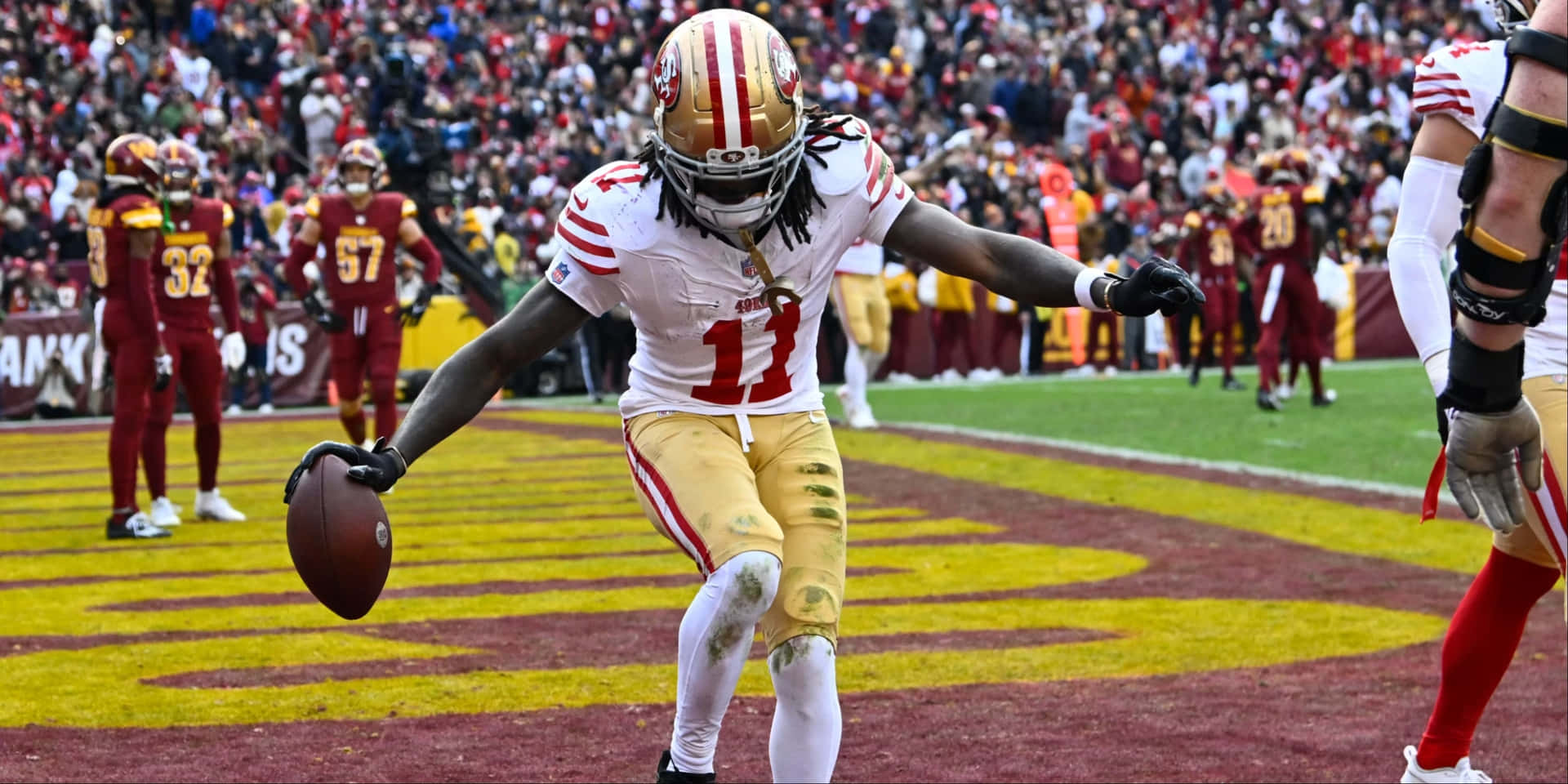 Brandon Aiyuk ToucHDown Celebration Wallpaper