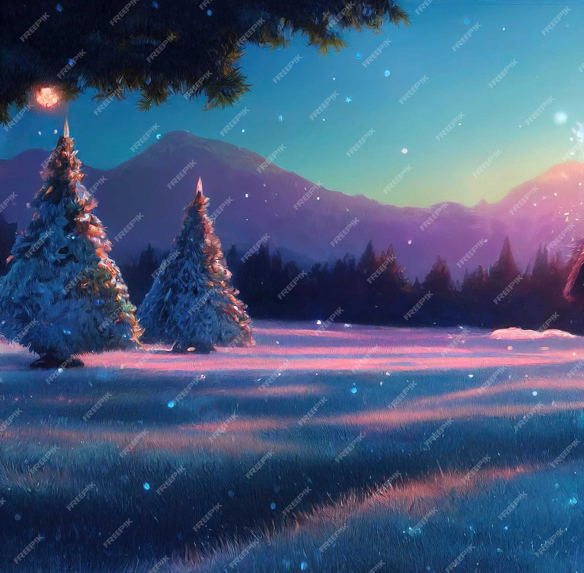 Premium Photo Christmas Landscape Wallpaper Beautiful Winter