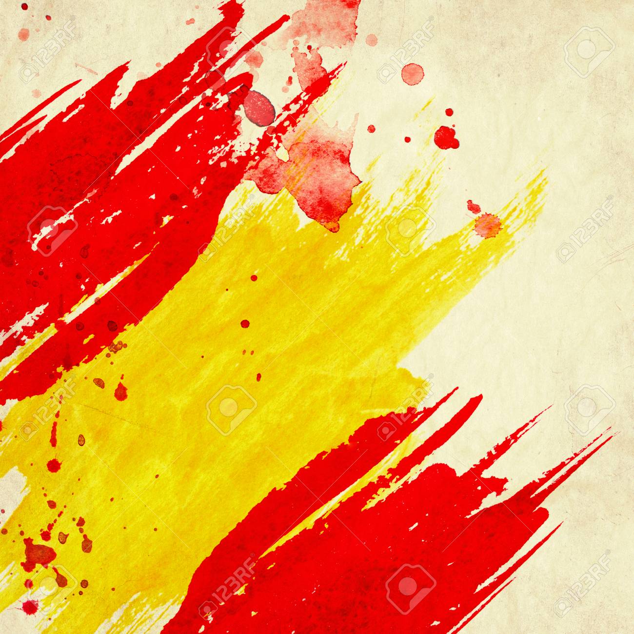 Grunge Background In Colors Of Spanish Flag Stock Photo Picture